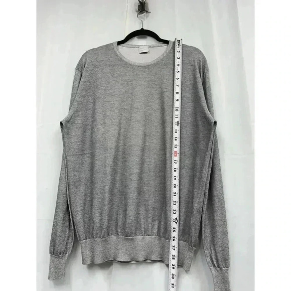 Samuelsohn Men's Small Lightweight Cotton Crew Neck Pullover Knit Sweater Grey - Picture 8 of 8